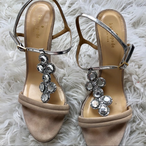 kate spade Shoes - Kate Spade | Jeweled Suede Heeled Sandals
